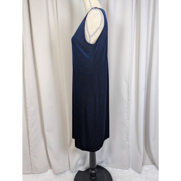 Y2K Vintage Velvet Sleeveless Sparkle Dress Blue Size Large - Picture 14 of 16